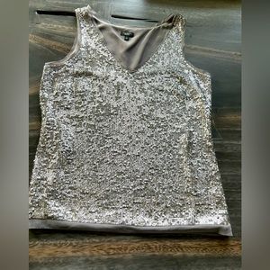 Talbots 6 Champagne Sequin Sleeveless Top EUC